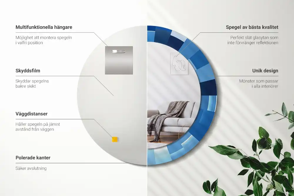 Okroglo okrasno ogledalo Modra abstrakt