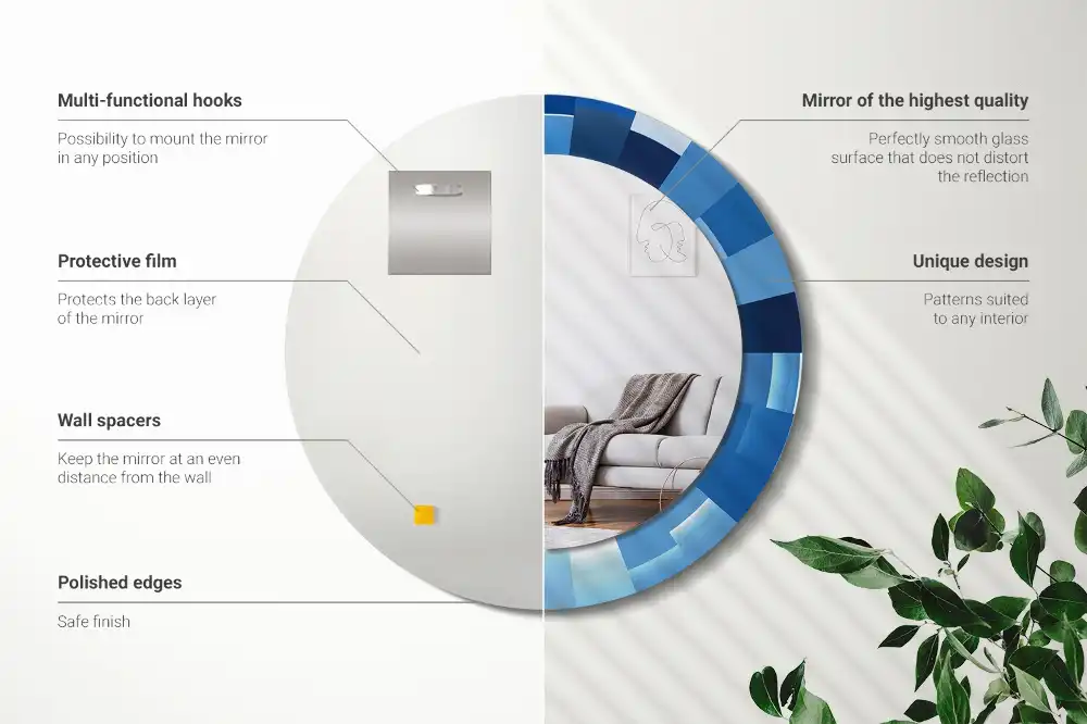 Okroglo okrasno ogledalo Modra abstrakt