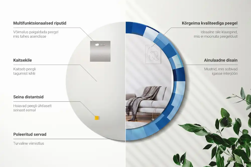 Okroglo okrasno ogledalo Modra abstrakt