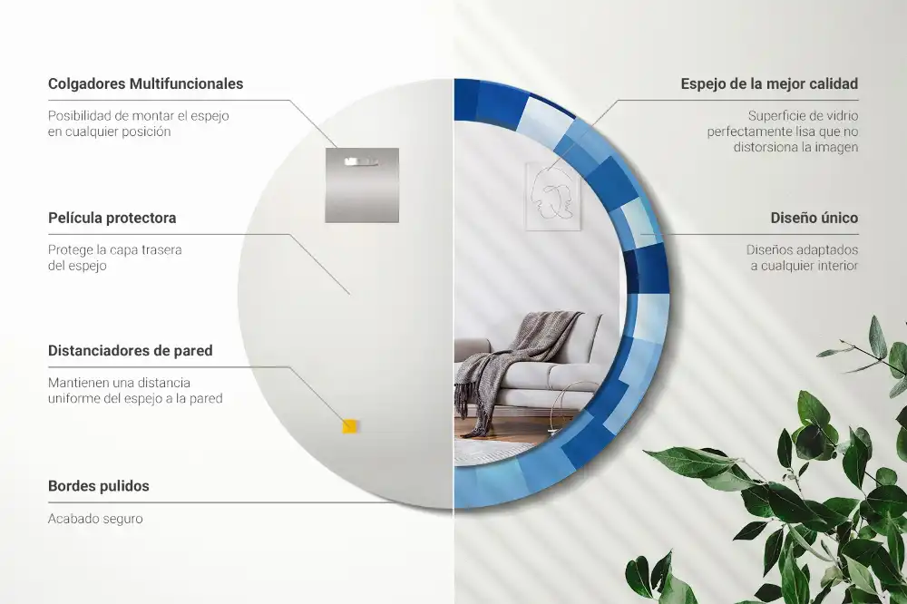 Okroglo okrasno ogledalo Modra abstrakt