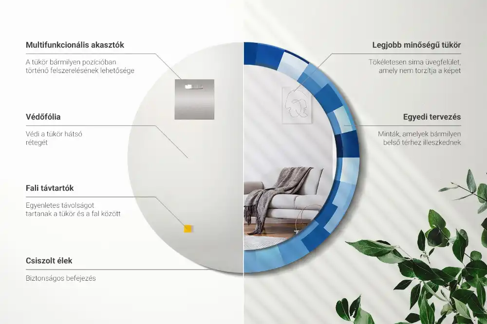 Okroglo okrasno ogledalo Modra abstrakt