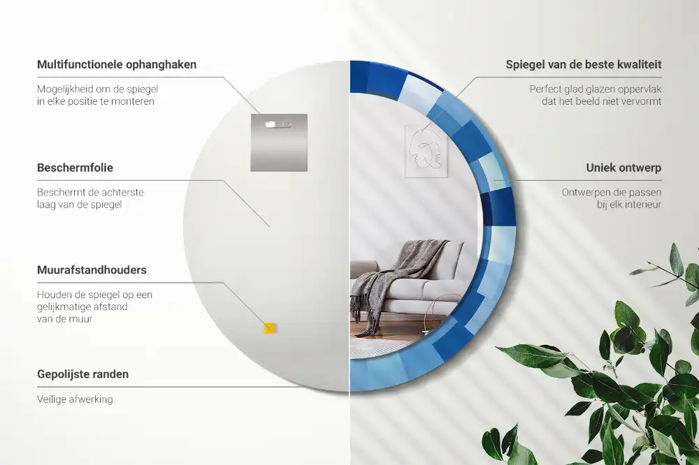 Okroglo okrasno ogledalo Modra abstrakt