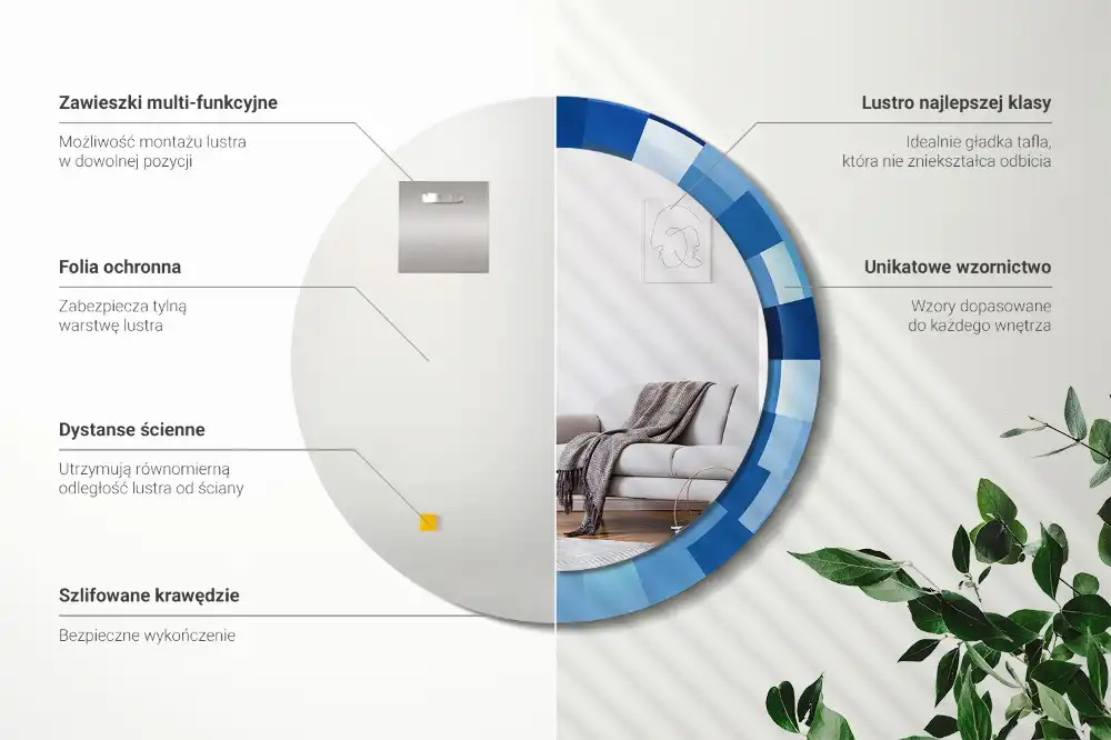 Okroglo okrasno ogledalo Modra abstrakt