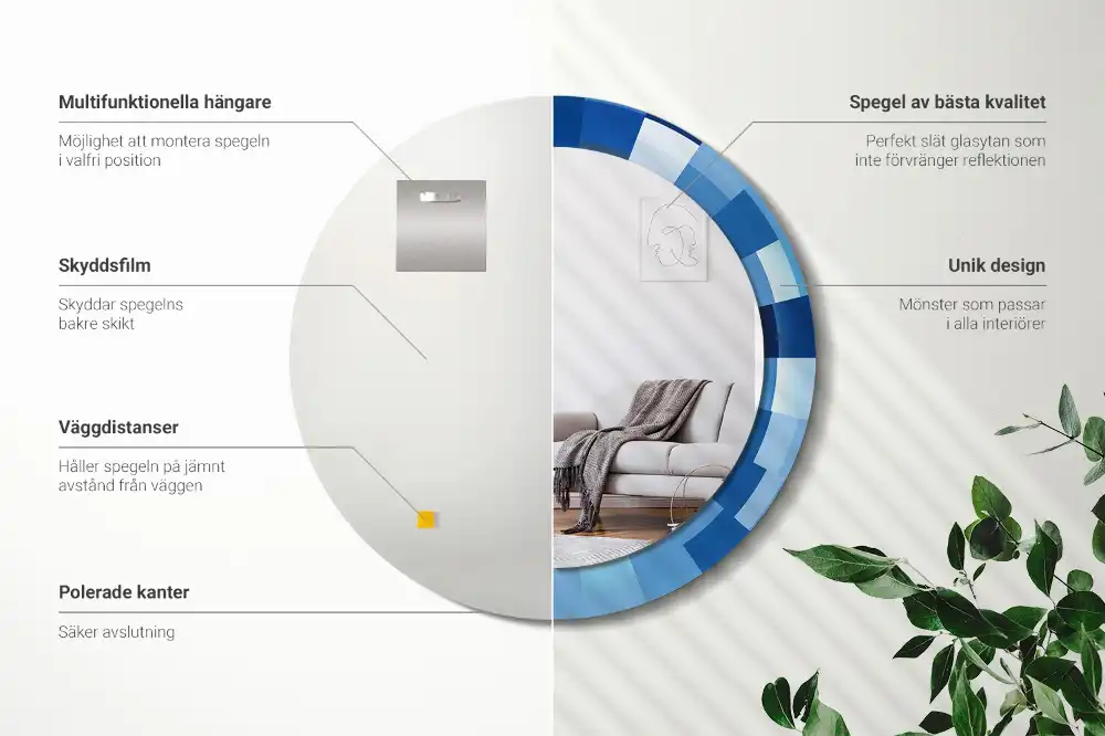 Okroglo okrasno ogledalo Modra abstrakt