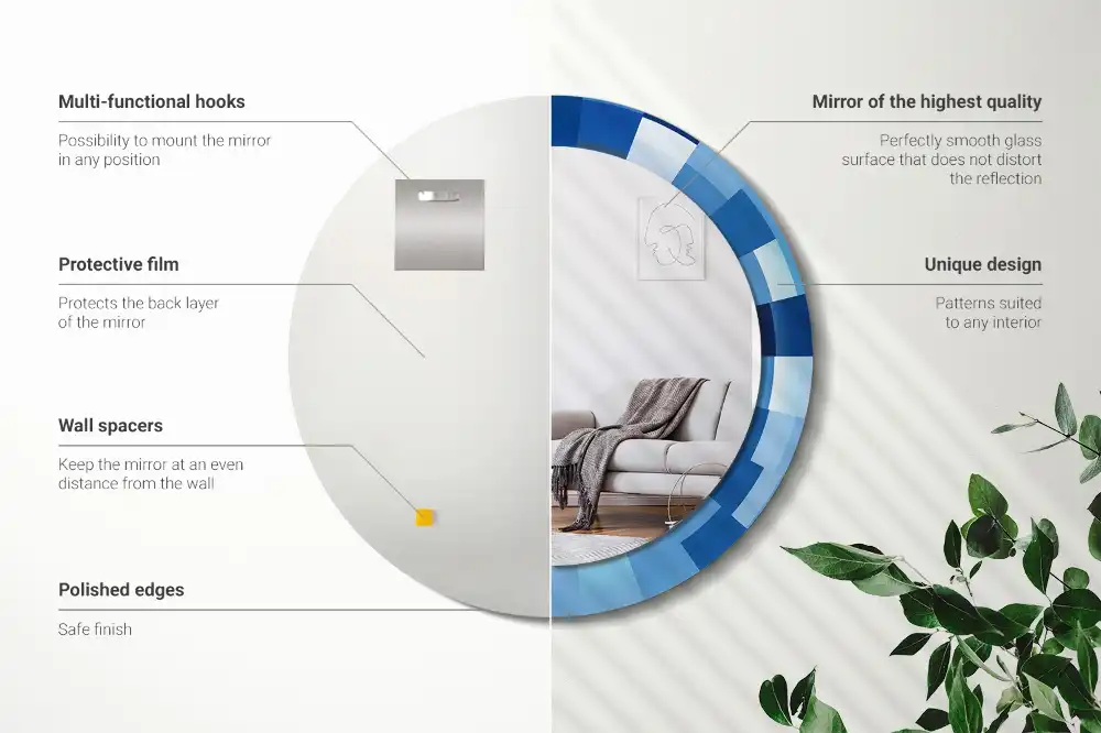 Okroglo okrasno ogledalo Modra abstrakt