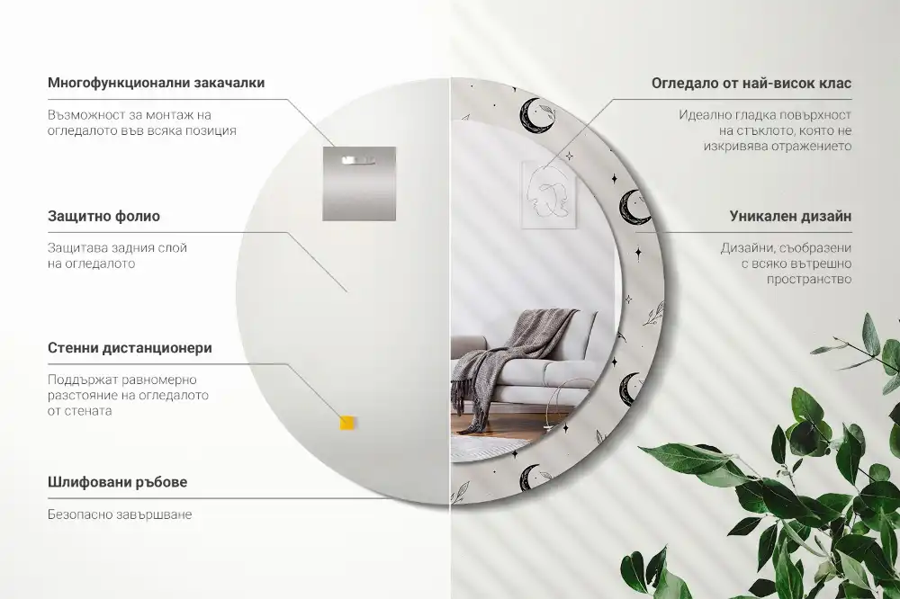 Okroglo okrasno ogledalo Rastline za risanje