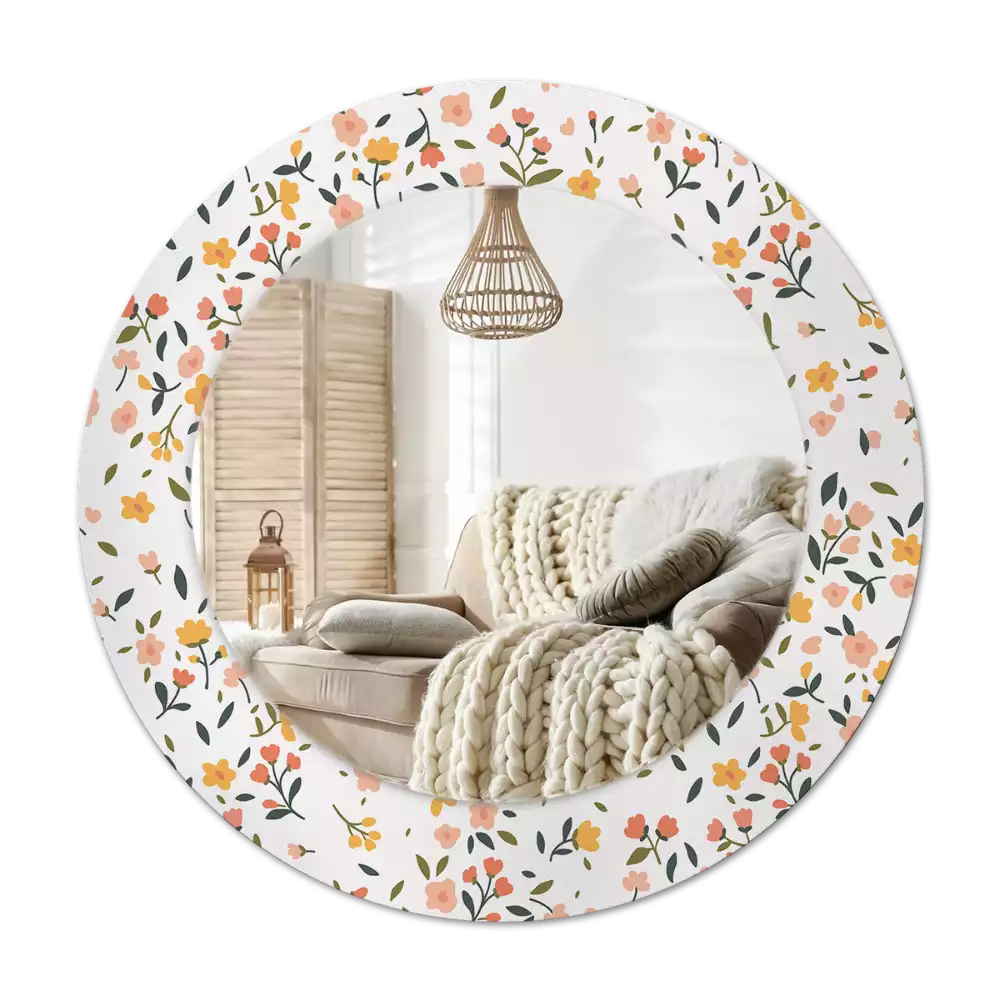 Tiskano okroglo ogledalo Majhne rože