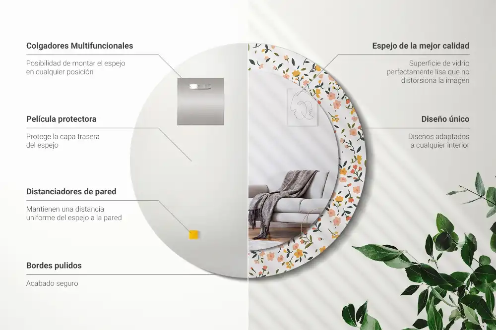 Tiskano okroglo ogledalo Majhne rože