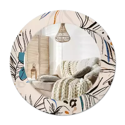Okroglo okrasno ogledalo Cvetje z vzorcem džungle