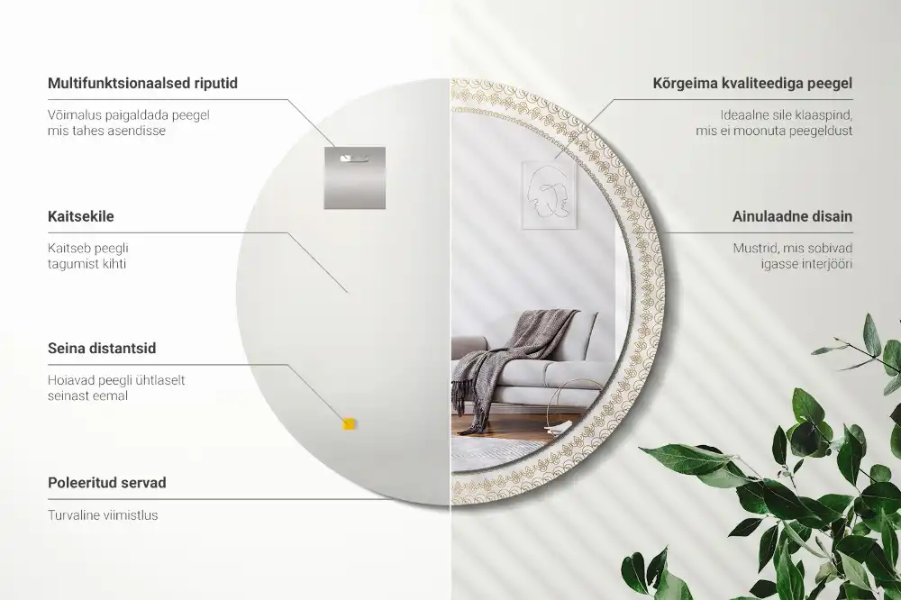 Okroglo stensko okrasno ogledalo Indijska mandala