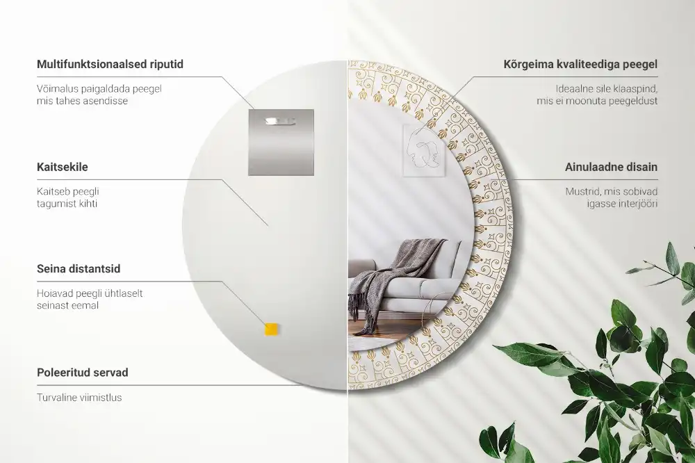 Okroglo stensko okrasno ogledalo Indijska mandala