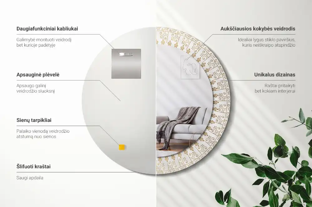 Okroglo stensko okrasno ogledalo Indijska mandala