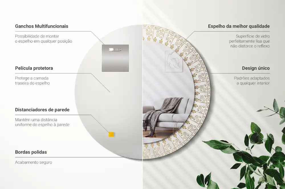 Okroglo stensko okrasno ogledalo Indijska mandala