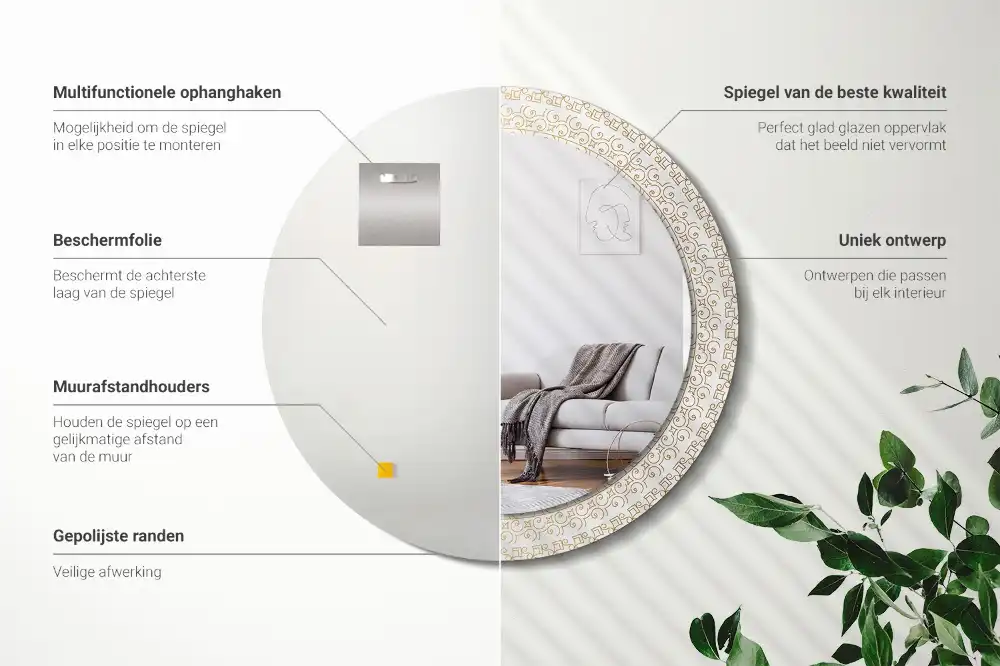 Okroglo stensko okrasno ogledalo Indijska mandala