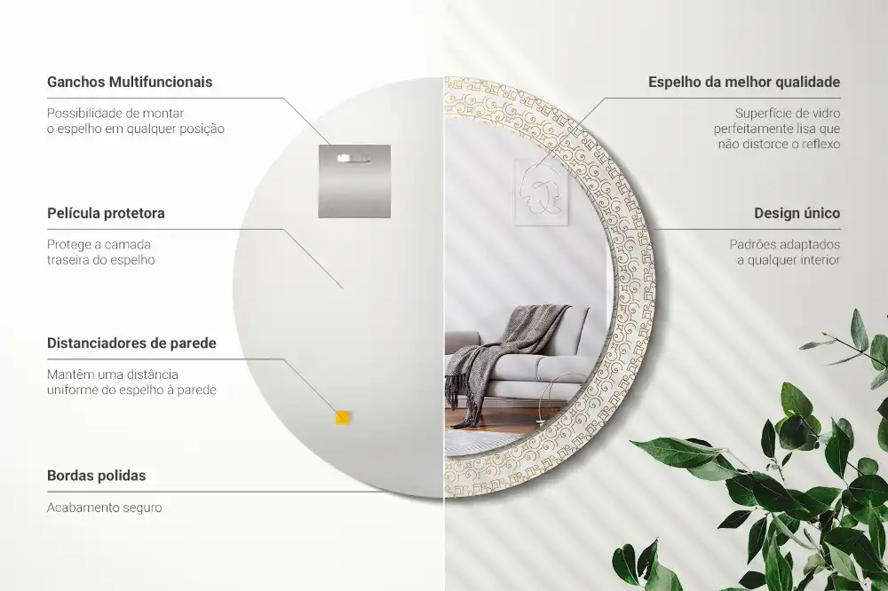 Okroglo stensko okrasno ogledalo Indijska mandala