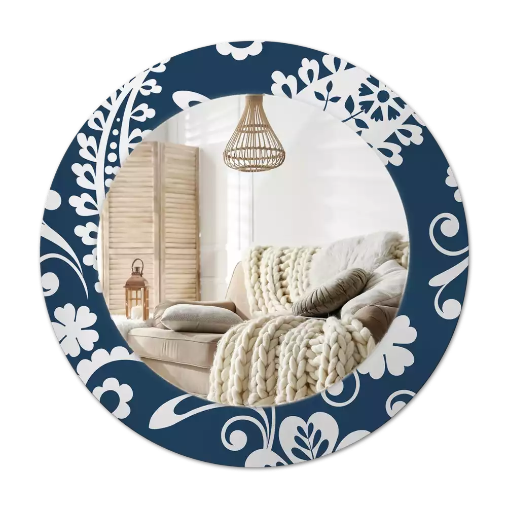 Okroglo stensko okrasno ogledalo Paisleyjeva kompozicija