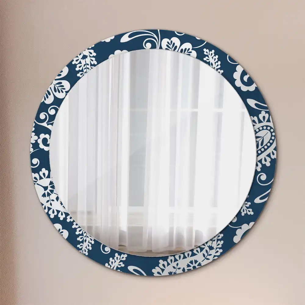 Okroglo stensko okrasno ogledalo Paisleyjeva kompozicija