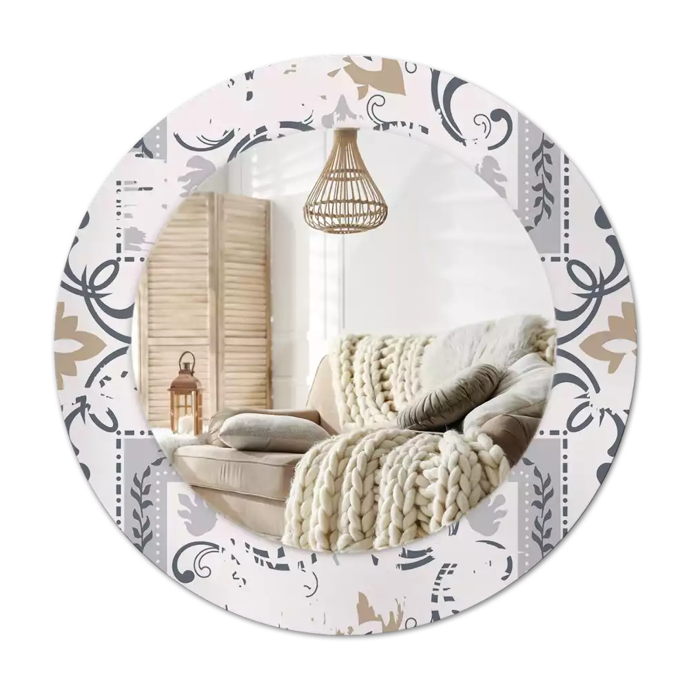 Tiskano okroglo ogledalo Retro ploščice