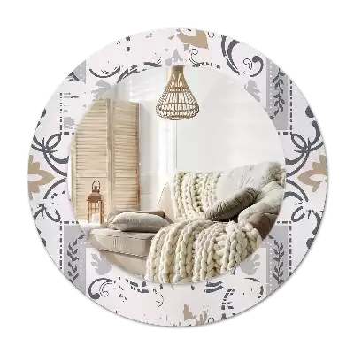 Tiskano okroglo ogledalo Retro ploščice