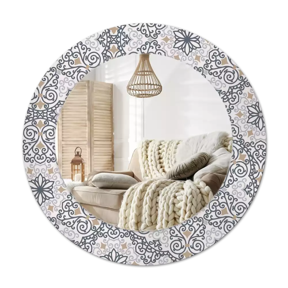 Okroglo stensko okrasno ogledalo Geometrijski okraski