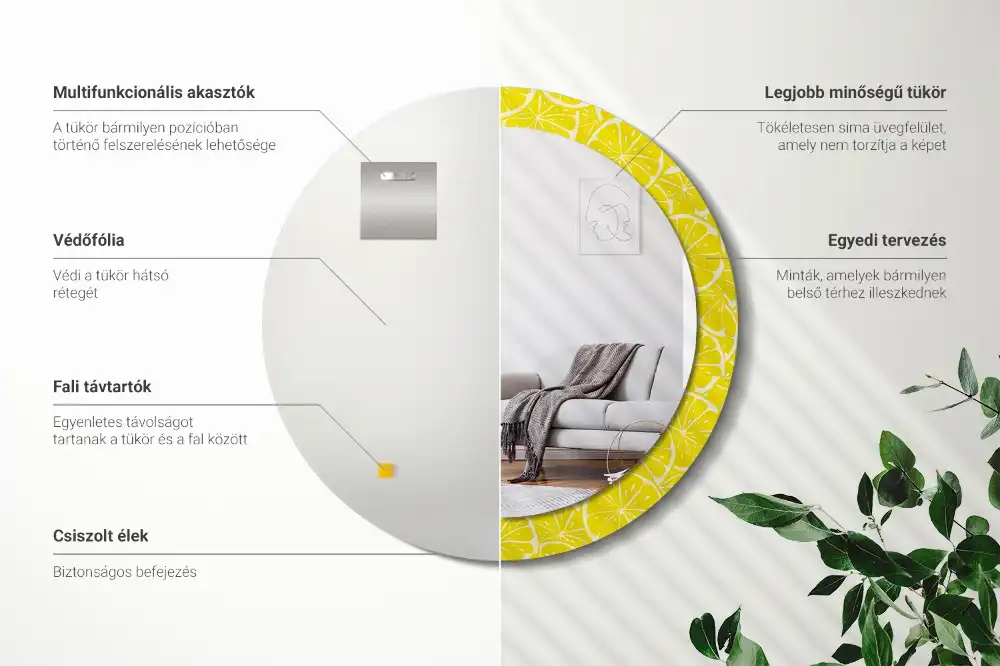 Tiskano okroglo ogledalo Limone