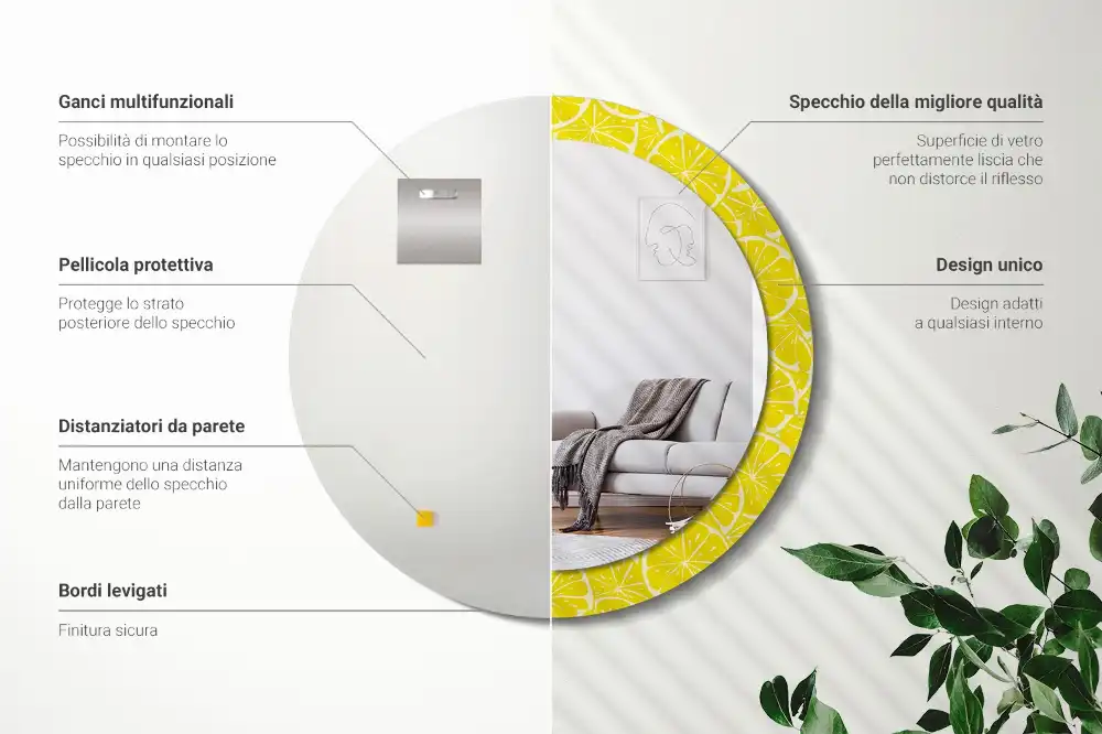 Tiskano okroglo ogledalo Limone