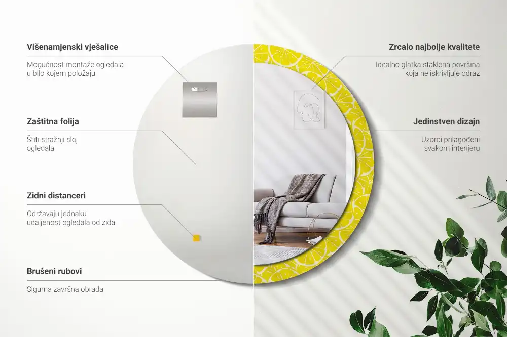 Tiskano okroglo ogledalo Limone