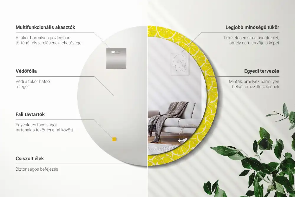 Tiskano okroglo ogledalo Limone