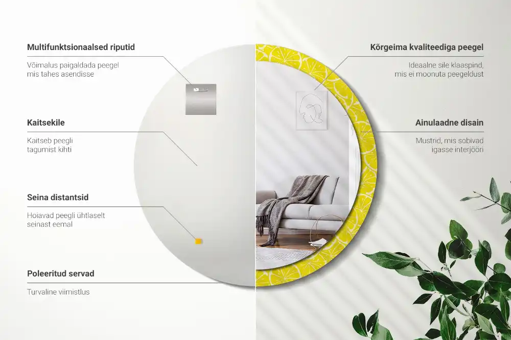 Tiskano okroglo ogledalo Limone