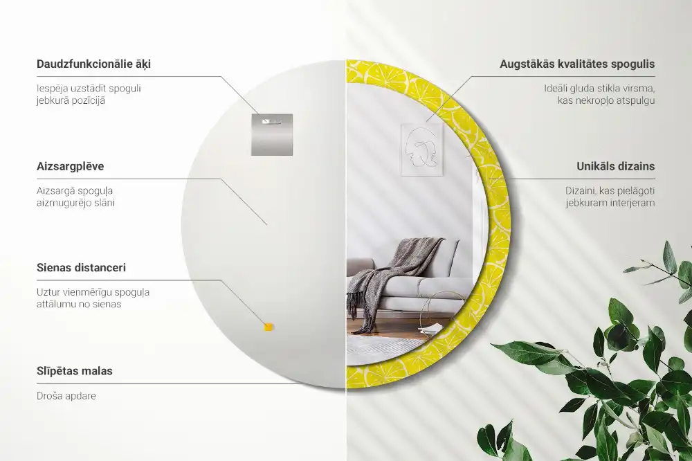 Tiskano okroglo ogledalo Limone