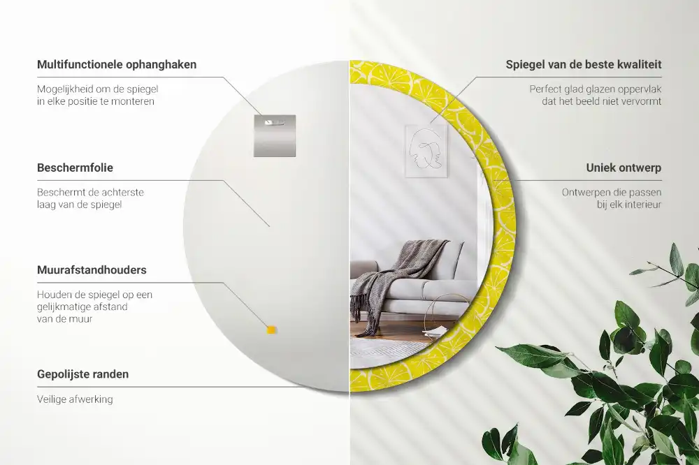 Tiskano okroglo ogledalo Limone