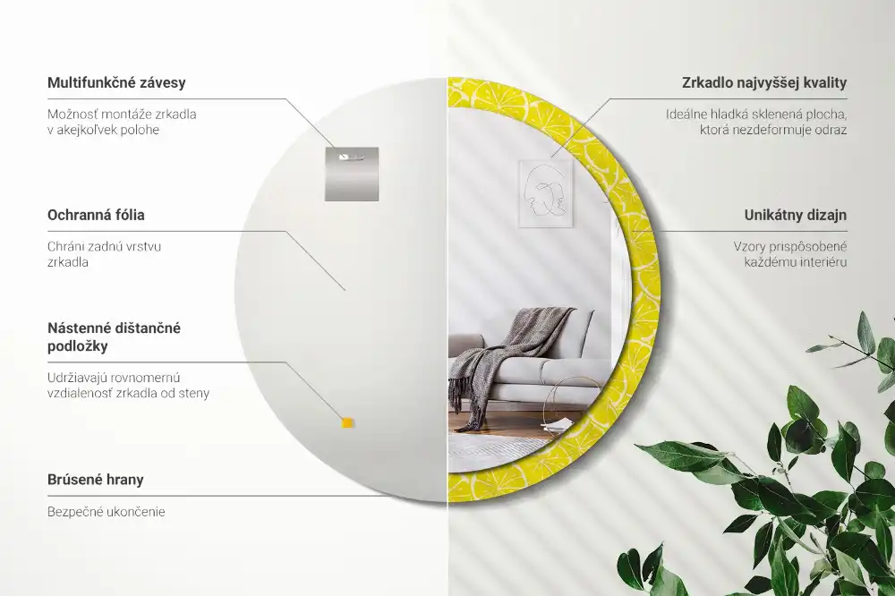 Tiskano okroglo ogledalo Limone