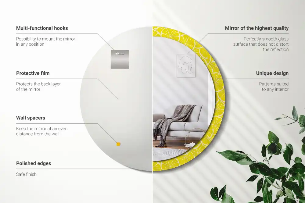 Tiskano okroglo ogledalo Limone