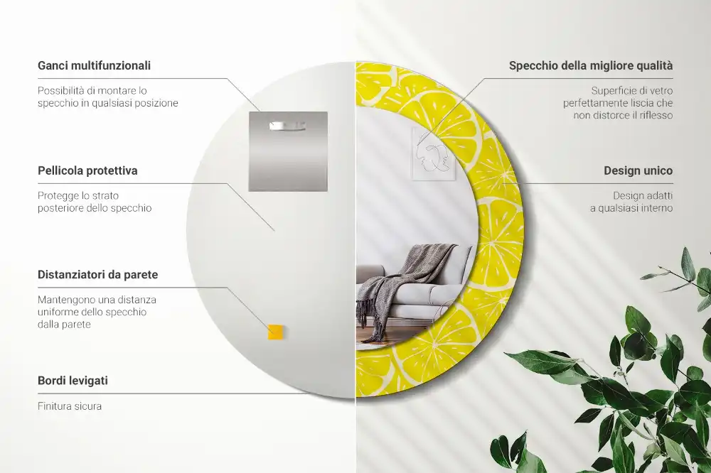 Tiskano okroglo ogledalo Limone