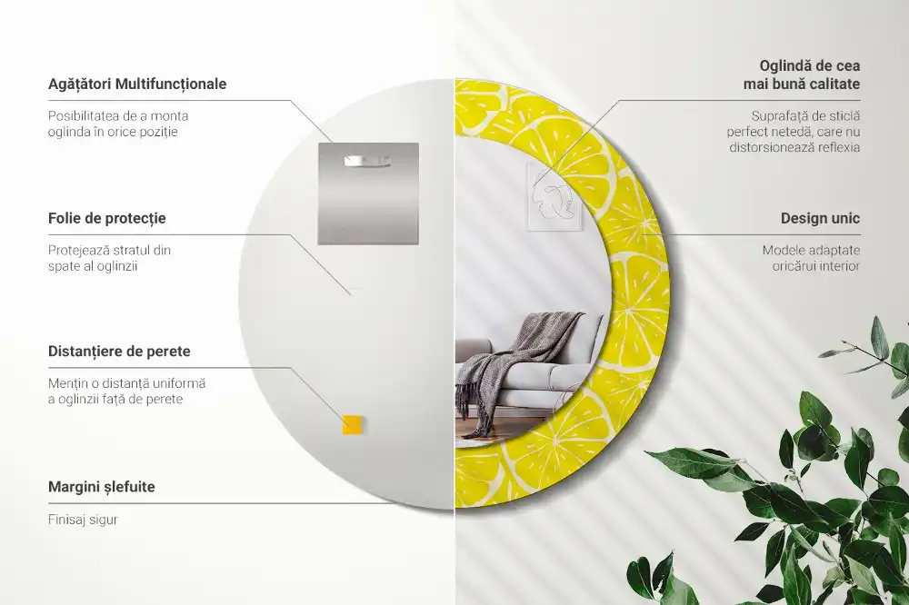 Tiskano okroglo ogledalo Limone