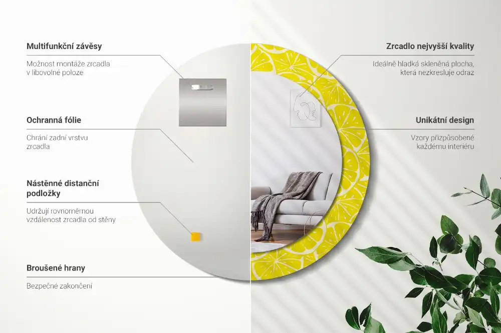 Tiskano okroglo ogledalo Limone