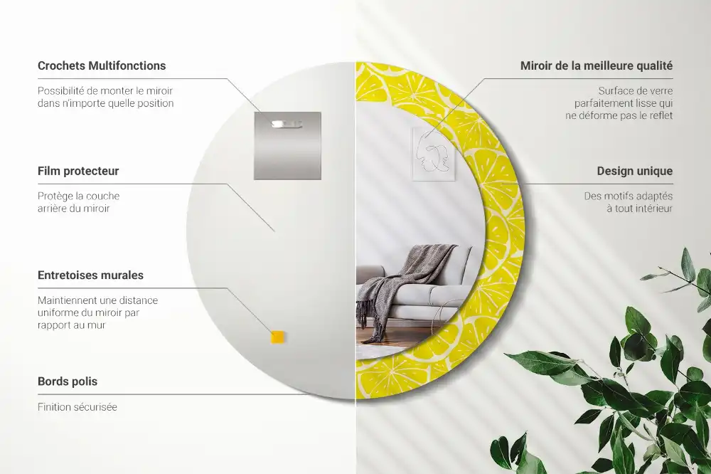 Tiskano okroglo ogledalo Limone