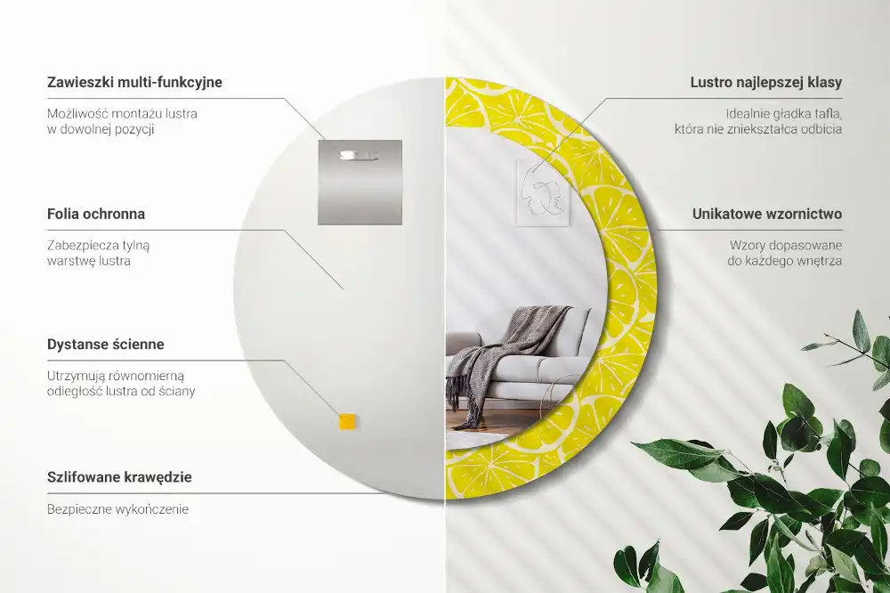 Tiskano okroglo ogledalo Limone