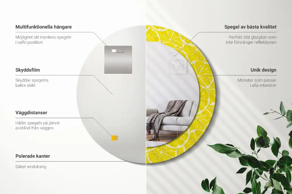 Tiskano okroglo ogledalo Limone