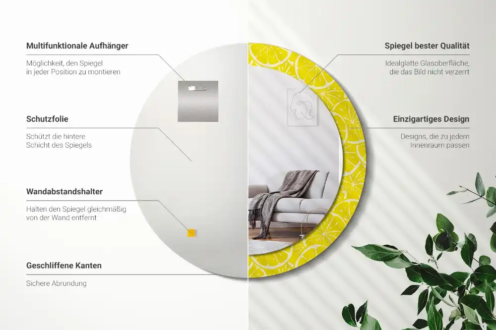 Tiskano okroglo ogledalo Limone