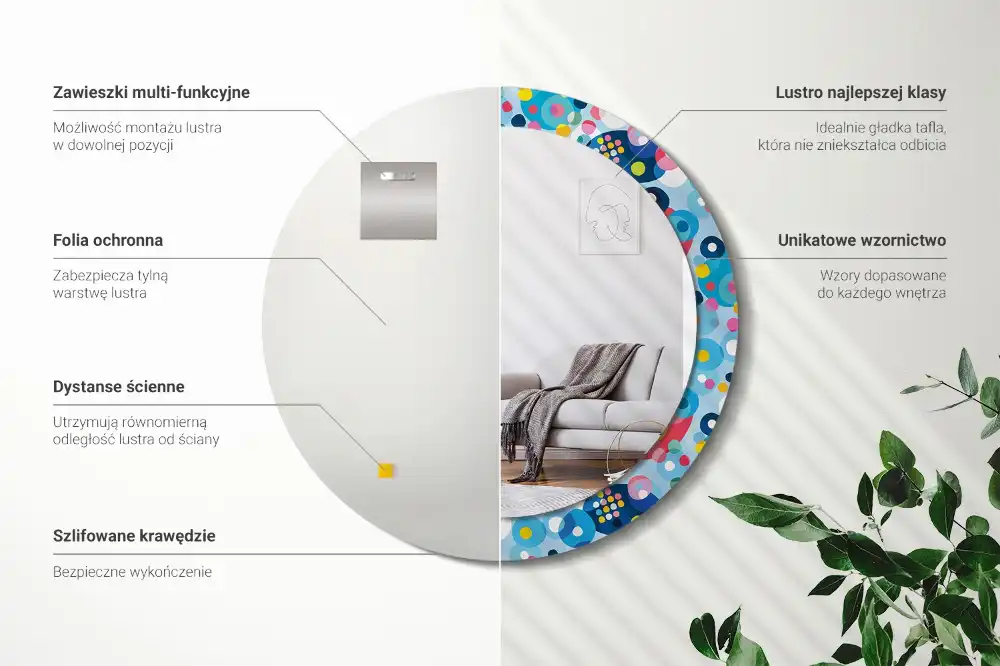 Okroglo okrasno ogledalo Barvni krogi