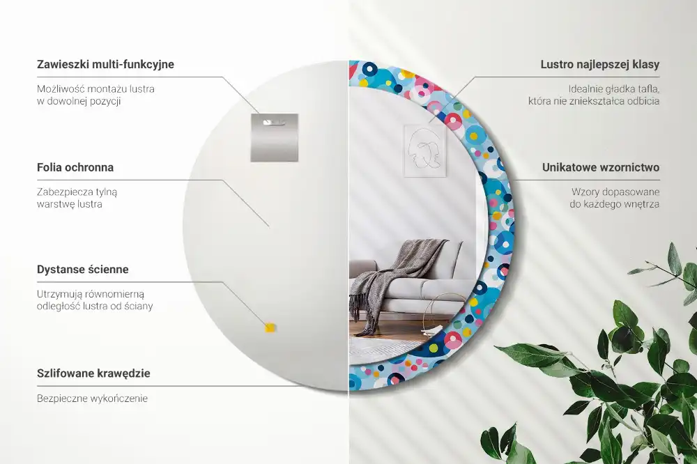 Okroglo okrasno ogledalo Barvni krogi