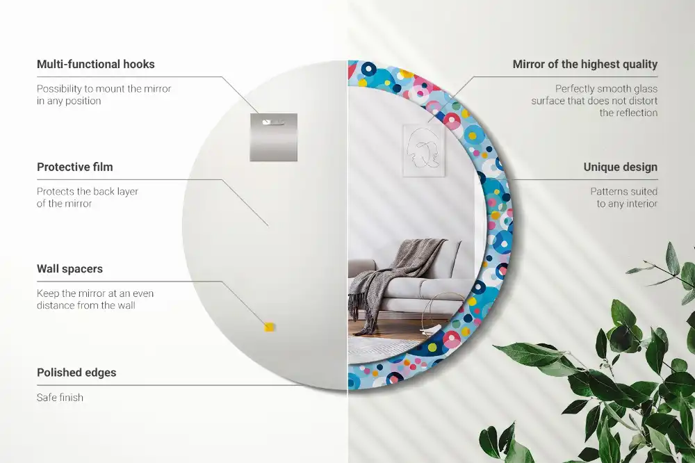 Okroglo okrasno ogledalo Barvni krogi