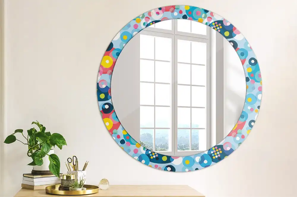 Okroglo okrasno ogledalo Barvni krogi