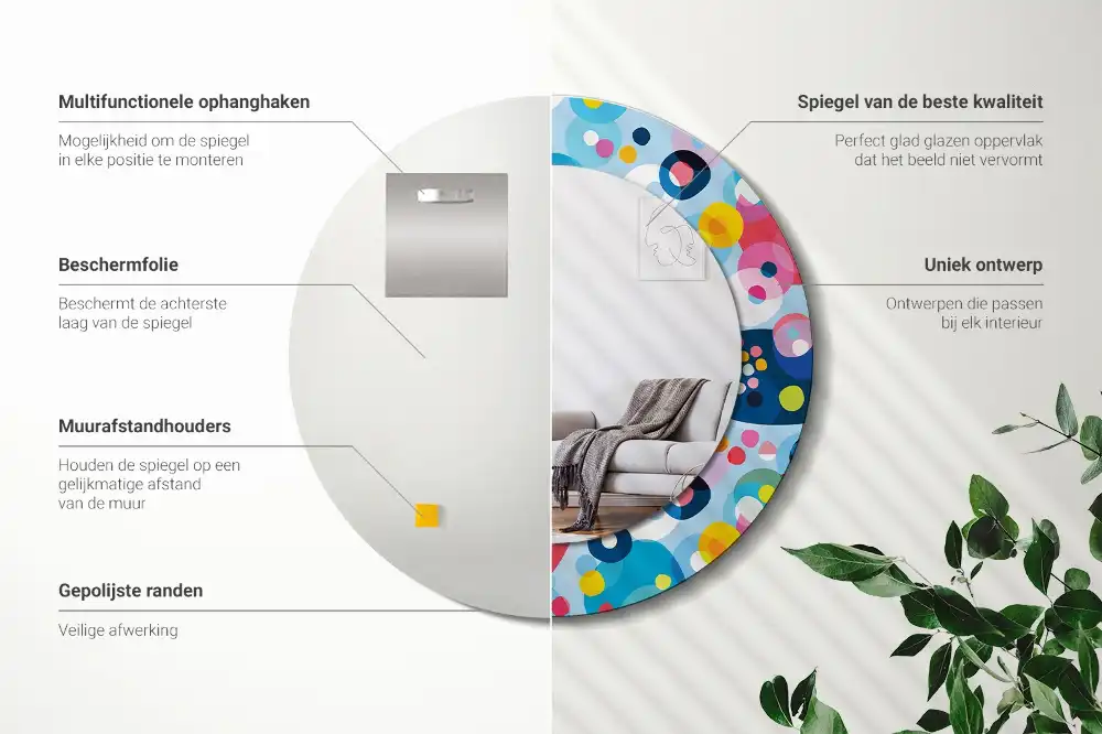 Okroglo okrasno ogledalo Barvni krogi