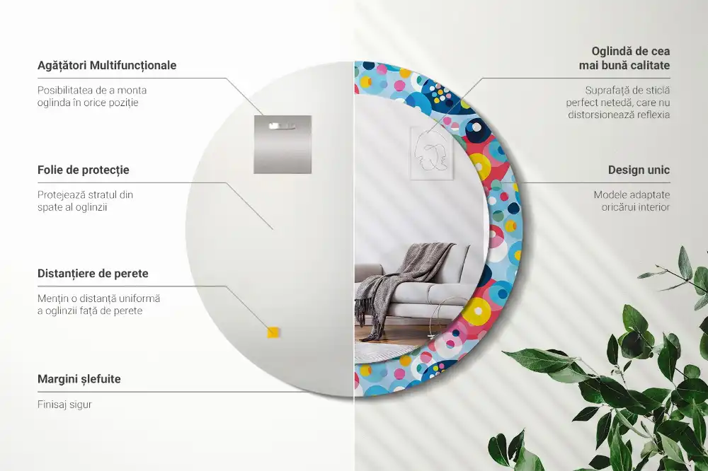 Okroglo okrasno ogledalo Barvni krogi