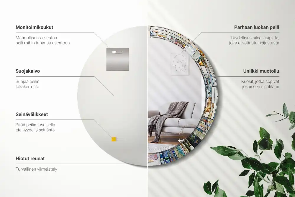 Okroglo stensko okrasno ogledalo Vitraž