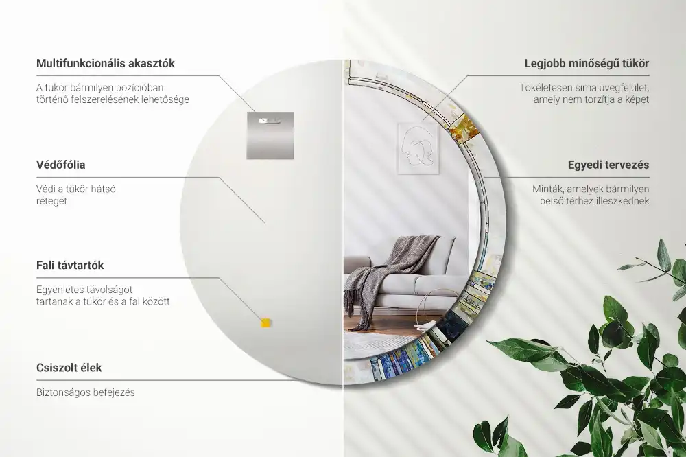 Okroglo stensko okrasno ogledalo Vitraž