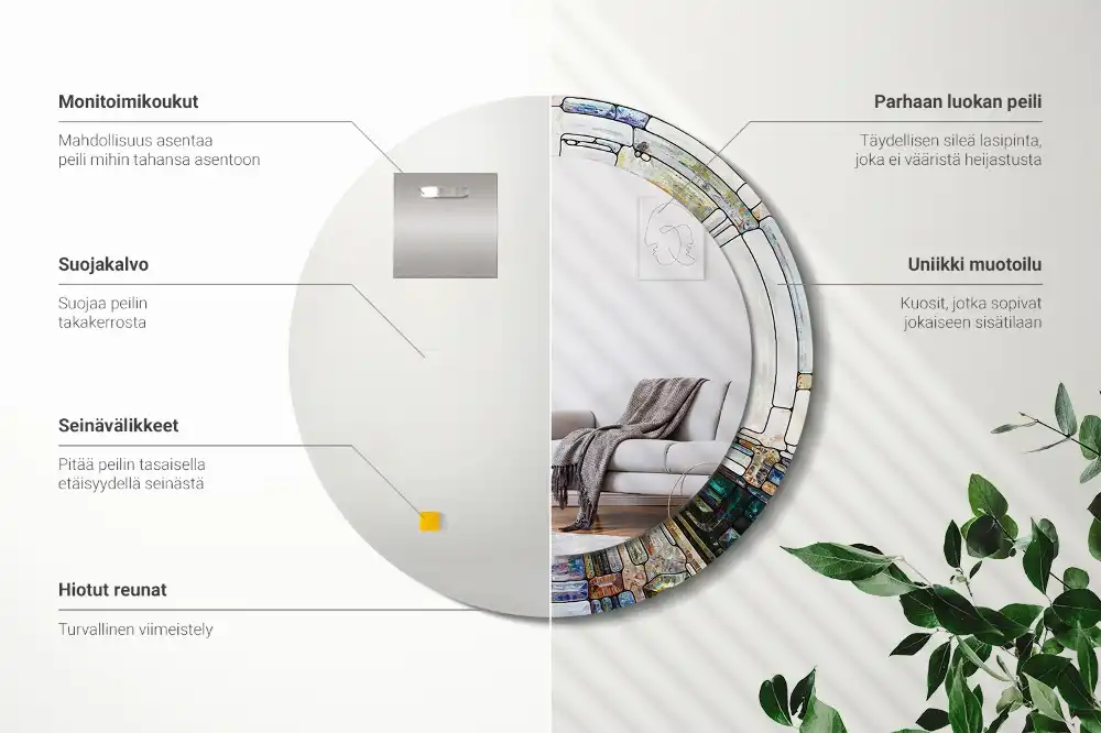 Okroglo stensko okrasno ogledalo Vitraž