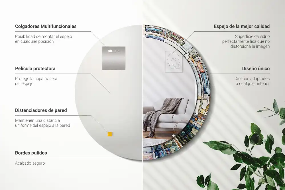 Okroglo stensko okrasno ogledalo Vitraž